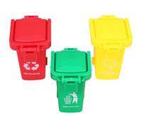 Parliky 3pcs Mini Trash Can for Plastic Desktop Bin for Learning Waste Sorting Safe Easy-clean Miniature Dustbin for Home School Kindergarten Environmental Education