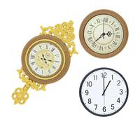 Parliky 3pcs Miniature Dollhouse Wall Clocks Retro Decorative Pendulum Design Realistic Roman Numerals Vintage Style Furniture Accessories for Living Bedroom Decor