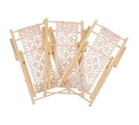 Parliky 3pcs Miniature Wood Beach Chairs for DIY Micro Landscape Crafting Compact Sunbath Chairs for Fairy Garden Dollhouse Models Space Decoration Accents