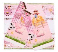 Parliky 3pcs Pink Farm Theme Tablecloths Decorative Covers for Birthday Parties Weddings Showers Soft Material
