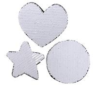 Parliky 3Pcs Sequin Cloth Patches for Clothing DIY Glitter Applique Decor Wear-Resistant Heart Star Circle Stickers for Clothes Shoes Hats Coats Embellishment and Repair