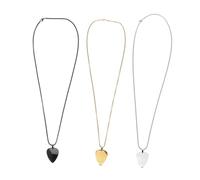 Parliky 3pcs Stainless Steel Guitar Pick Pendant Necklace Music Charm for Men Stylish Daily Wear Fashion Accessory in Gold Silver Black