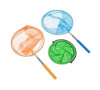 Parliky 3Pcs Steel Telescopic Fishing Nets Bug Catcher for Includes Orange Light Blue Green Folding Bucket for Boys