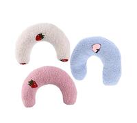 Parliky 3pcs U-shaped Cat Pillows for Small Dogs and Cats Soft Neck Support for Deep Sleep Versatile Indoor Travel Outdoor Use Fabric in White Pink Blue
