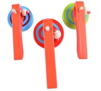 Parliky 3pcs Wooden Gyroscope with Pull String and Handle for Educational Hand Eye Coordination Preschool Learning Pull String for Boys Random Color
