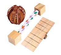 Parliky 3pcs Wooden Interactive Hamster Toys Boredom Breaker Wooden Molar Toy for Small Pets