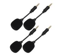 Parliky 4 Pcs In-line Noise Canceling Mini Microphones 4-pole Direct Plug, Portable Black Mic for Singing, Recording, Live Streaming Compatible Phone and Pc
