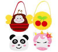 Parliky 4 Sets DIY Non-Woven Handbag Craft Kit for Safe Felt Sewing Kits with Patterns Beginner-Friendly Handmade Bag Making for Creative Learning and Small Item Storage