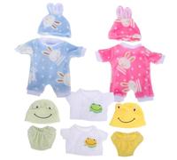 Parliky 4 Sets Doll Clothes Outfits for American Dolls Soft Plush Bunny Frog Rompers Easy to Wear Realistic Pajamas and Cute Animal Design