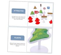 Parliky 4 Sets Miniature Traffic Sign Barricade for Lightweight Road Signs Educational Playset Bright Safety Models for Imaginative Learning and Interaction