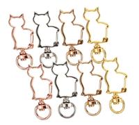 Parliky 40pcs Cat Shape DIY Snap Hook Keychain Clips Lightweight Metal Keyring Clips with Swivel for Crafting Accessories and Key Decoration Gold Silver Rose Gold Mixed