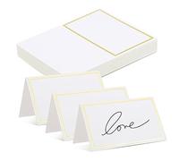 Parliky 40Pcs Pearl White Table Name Place Cards with Gold Foil Border for Wedding Banquet Dinner Party Seating Elegant Table Seat Cards for Engagement Birthday Holiday Events