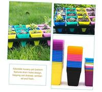 Parliky 48pcs Colorful Small Square Plastic Plant Pots Frosted Flower Containers for Indoor Succulents Compact Herb Planters for Home Office Garden Decoration