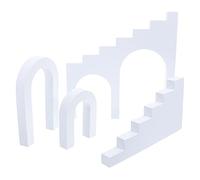 Parliky 4pcs 3D Foam Photography Props White Trapezoid Ladder Background Craft Desktop Display for Small Items and Product Advertising