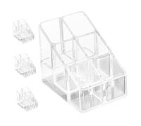 Parliky 4pcs Acrylic Lipstick Organizer Holder with Slots Transparent Makeup Storage Box for Lip Gloss Tubes Cosmetic Organizer for Vanity and Desk Use