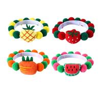 Parliky 4Pcs Adjustable Fruit Ball Pet Collar for Cats and Dogs Breathable Soft Plush Neck Strap Kitten Decorative Festival Accessory Stylish and Cozy Party Ornament