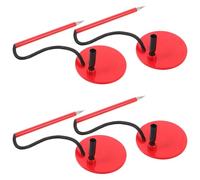 Parliky 4pcs Bank Pen Feutres Noir Secure Desk Pen Counter Replacement with Base Bank Counter Secure with Cord and Holder Deaktop Office Gel Ink Sign Red
