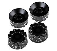 Parliky 4pcs Black Guitar Volume Control Knobs Plastic Potentiometer Caps Set for Electric Guitar Bass Tone Tuning Accessories