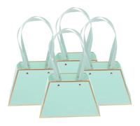 Parliky 4pcs Blue Floral Bouquet Paper Bags Trapezoidal Flower Arrangement Boxes with Handles for Wedding Wrapping and Florist Packaging