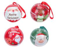 Parliky 4pcs Christmas Ball Ornaments Xmas Ball-shaped Boxes Candy Storage Boxes for Candy Package Christmas Ball Pendant for Xmas Tree Hanging Decor Random Style