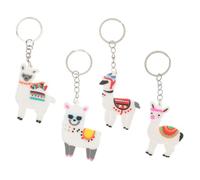 Parliky 4pcs Cute Cartoon Alpaca Key Chain PVC Keyring Pendant for Bag Decoration Small Keychains for School Bags and Party Favors