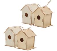 Parliky 4pcs DIY Wooden Birdhouse Kits for Unfinished Craft Painting for Imagination and Creativity Development for Projects
