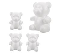 Parliky 4pcs Foam Bear Moulds DIY White Blank Animal Figurines for Painting Creative Home Decor Floral Arrangements Portable Craft Models for Travel and Outdoor Use