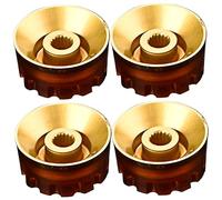 Parliky 4pcs Guitar Volume Control Knobs Plastic Potentiometer Caps with White Teeth Marking Brown Gear Design for Electric and Bass Guitars Accessories