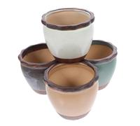 Parliky 4pcs Mini Ceramic Plant Pots Indoor Minimalist Design for Home Decor for Spaces Growth Multiple Styles Included