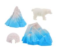 Parliky 4pcs Mini Igloo Model with Realistic Polar Bear and Arctic Animal Figurines Intricate Snowy Landscape Decoration Igloo for Dollhouse and Cake Toppers Educational Playset