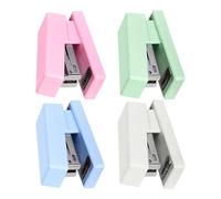 Parliky 4pcs Mini Stapler Portable Non-Slip Manual Booklet Stapler for Small Paper Binding in Pink Blue Green White for School Office Home Use