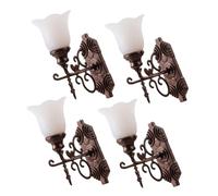 Parliky 4pcs Miniature LED Wall Lamp Model for Dollhouse Micro-landscape Decoration Tiny Wall Lights with White Light Enhance Mini House Scenes with Realistic Details and Chic Design