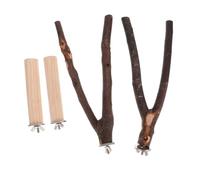 Parliky 4pcs Natural Wood Parrot Standing Rods Set Bark, Bird Cage Perch Sticks for Parrots, Chewing and Claw Grinding Accessories for Cage Birds