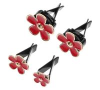 Parliky 4pcs Red Daisy Alloy Car Air Freshener Clips with Five-Petal Flower Design Car Vent Outlet Decorations for Women Cute Interior Dashboard Accessories