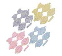 Parliky 4Pcs Shiny Faux Bow for Hair Clip Making Night Glow Sequin Decor in Blue Purple Yellow DIY Hair Pin Material for Women Accessories