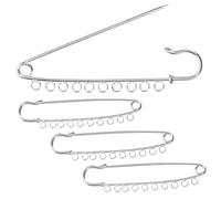 Parliky 4pcs Silver Metal Brooch Pins with Reusable Safety Pin Clips for DIY Crafts Clothing Scarves Sweaters Kilts Accessories