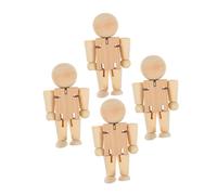 Parliky 4pcs Unfinished Wooden Robot Figures Joints Natural Wood Craft DIY Painting Art Projects Decoration Supplies for Creative Home and School Activities