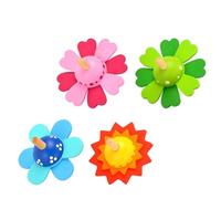 Parliky 4pcs Wooden Gyro for Pressure Relief Rotating Educational Handmade Non-toxic Material Stimulates Creativity and Skills Gift for Boys