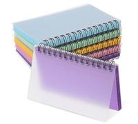 Parliky 5 Pcs Small Lined Index Card Notebooks with Transparent Covers Metal Ring Binding Portable Study Notepads for Office School Learning with Multi-Color Pages