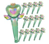 Parliky 50pcs Foil Fairy Wand Balloons Handheld Inflatable Party Decorations Bright Green Aluminum Foil Cartoon Shape for Birthday Celebration Supplies
