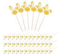 Parliky 50PCS Glitter Bunny Ears Cupcake Toppers for Easter and Birthday Parties Reusable Rabbit Ear Cake Picks with Sturdy Construction Eye-catching Spring Party Decorations for Showers