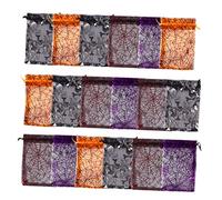 Parliky 50Pcs Halloween Spider Web Organza Drawstring Bags Small Candy Gift Pouches for Trick Treat Party Favor Mesh Bundle Pockets