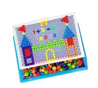Parliky 592pcs Mushroom Nail Pegboard Jigsaw Puzzle Set for Early Childhood Educational Random Color Creative DIY Board Enhances Creativity and Hand Eye Coordination Random Color
