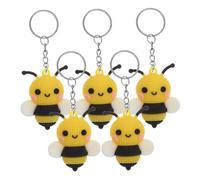 Parliky 5pcs Cute Bee Keychain Lightweight Hanging Pendant for Backpack Bag Decoration Adorable Cartoon Bee Keyring Party Favors Gift for Women