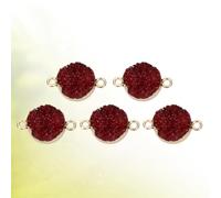 Parliky 5pcs Dark Red Resin Imitation Crystal Pendants DIY Jewelry Making Charms for Necklace Bracelet Delicate Round Double Dangle Connectors