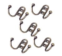Parliky 5pcs European Style Zinc Alloy Wall Hooks for Hanging Clothes Double Hooks, Smooth Surface Design and Rust Resistant, for Living Room and Bathroom Cabinet Use