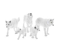 Parliky 5Pcs Lifelike Arctic Wolf Figurines Realistic Animal Figures Decorative Wolf Ornaments for Home Garden Educational Collection