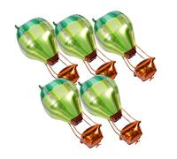 Parliky 5pcs Metallic Foil Hot Air Balloon Decorations for Birthday Shower Wedding Party Vibrant Gradient Rainbow Design Aluminum Foil Eye-catching Hanging Centerpieces