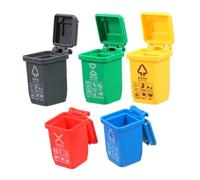 Parliky 5pcs Miniature Dollhouse Trash Bins Plastic Toy Garbage Cans for Children, Creative Trash Bin Set Enhancing Environmental Responsibility and Boosting Creativity, for Home Tabletop