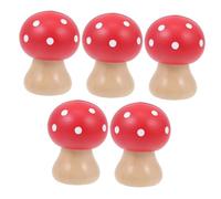 Parliky 5Pcs Mushroom-Shaped Photo Clip Holders Red Wooden Memo Note Clamps for Home Office Desk Decor Wedding Display Stands Multipurpose Card Holders